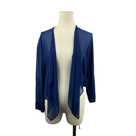 Christian Siriano C Wonder Sheer Blue Open Front Cardigan Jacket XS - Picture 1 of 5